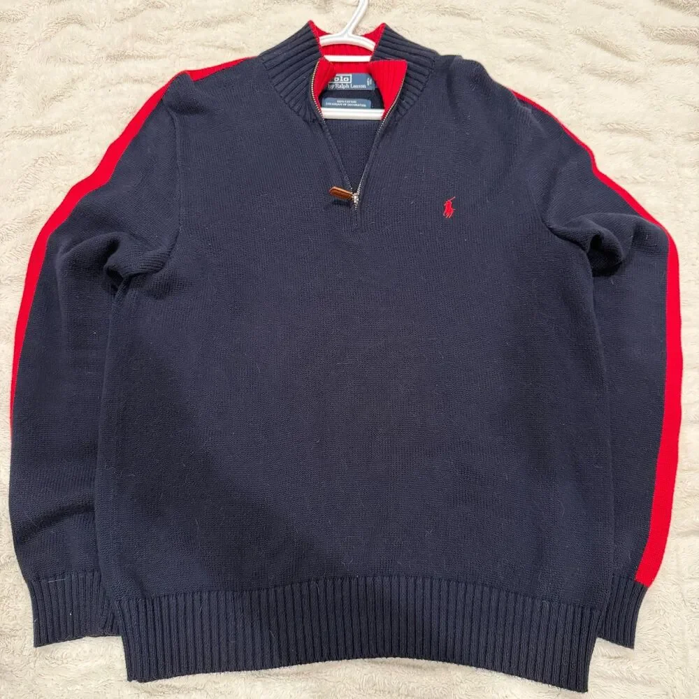Vintage Polo Ralph Lauren Quarter Zip Cotton Sweater